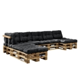 [en.casa] Euro Paletten-Sofa - DIY Möbel - Indoor Sofa mit Paletten-Kissen / Ideal für Wohnzimmer - Wintergarten (4 x Sitzauflage und 6 x Rückenkissen) Dunkelgrau -
