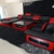 Sofa Wohnlandschaft Enzo XXL Designer Couch + LED schwarz - rot - 