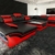 Sofa Wohnlandschaft Enzo XXL Designer Couch + LED schwarz - rot -